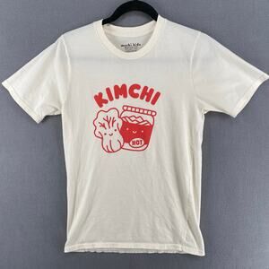 Mochi Kids Organic Cotton Kimchi Graphic T Shirt Kids S White Red Made in USA